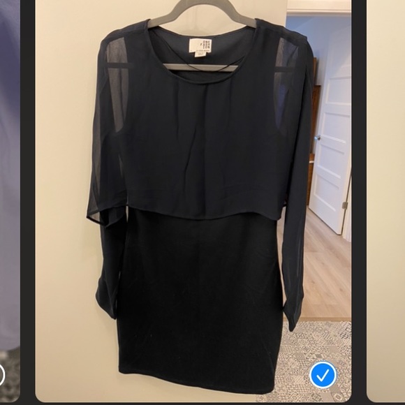 VERO MODA Sheer Sleeve Navy Dress - Picture 1 of 2